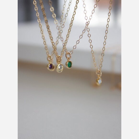 March Birthstone Necklace – Aquamarine Charm on 18" Gold Filled Chain - Picture 3 of 5